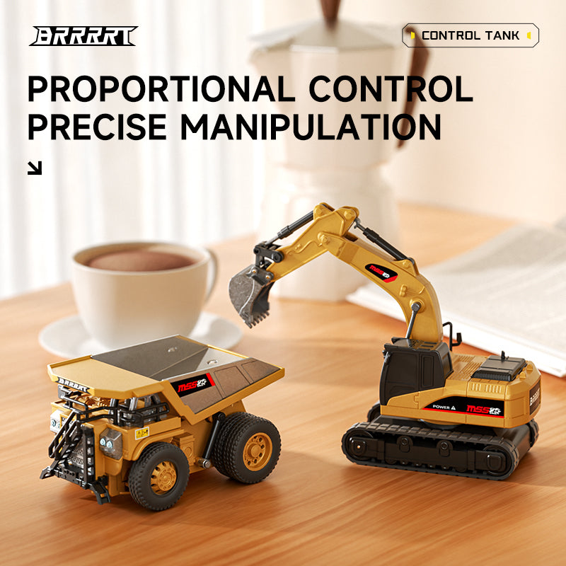 🔥Mini RC Excavator and Dump Truck Playset