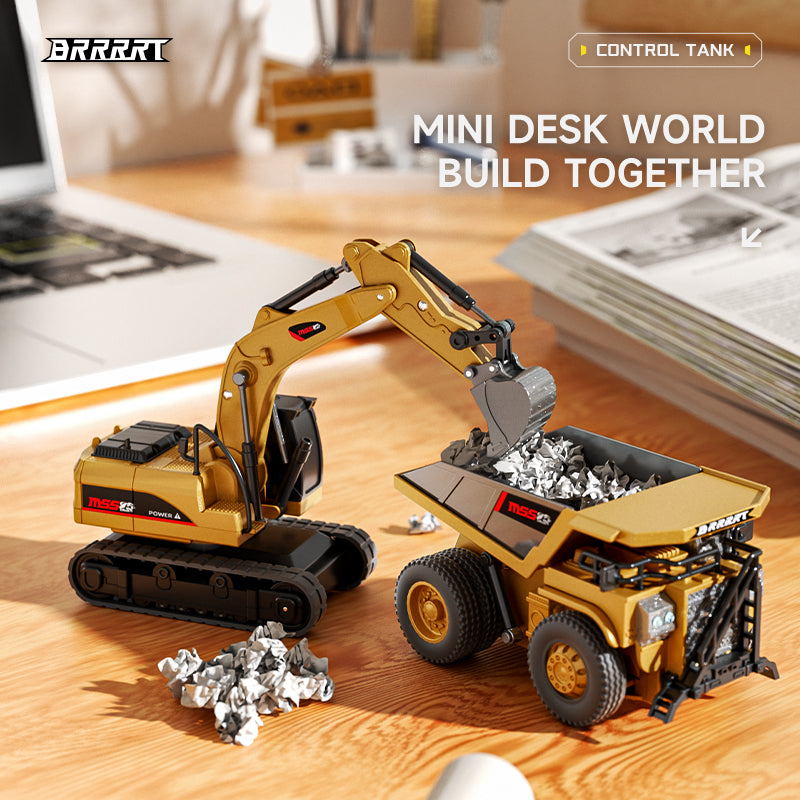 🔥Mini RC Excavator and Dump Truck Playset