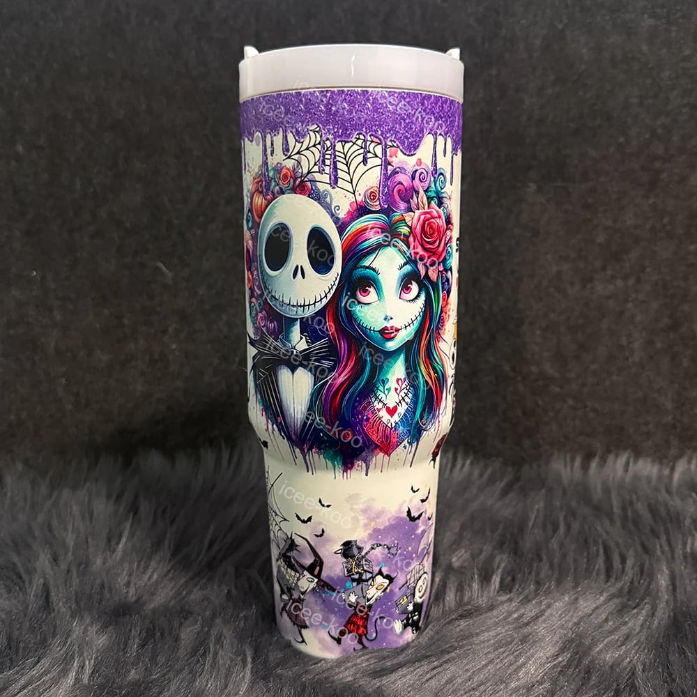 ๐ The Ultimate Halloween Gift: Sally x Jack Skellington 40oz Tumbler ๐โจ