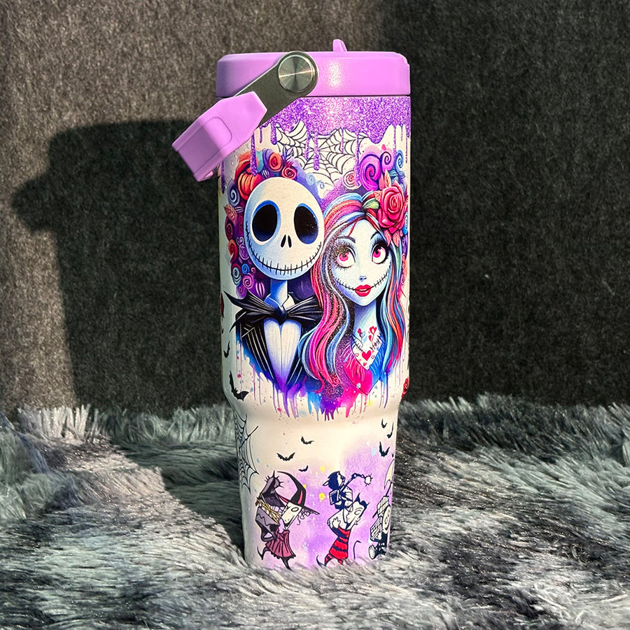 🎁 The Ultimate Halloween Gift: Sally x Jack Skellington 40oz Tumbler 💀✨