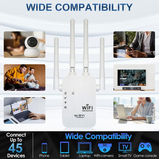 🔥HOT SALE 49% OFF✨WiFi Extender 2025, 1200Mbps Dual Band (5GHz/2.4GHz) Signal Booster