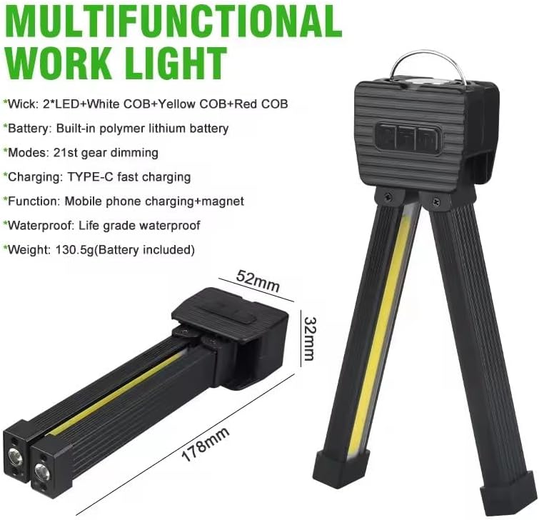 180 degree foldable magnetic portable triple-proof LED work light with hook