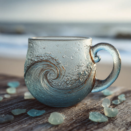 🌊 Sea Glass Wave Mug – Ocean-Inspired Drinkware