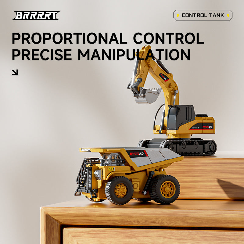 🔥Mini RC Excavator and Dump Truck Playset